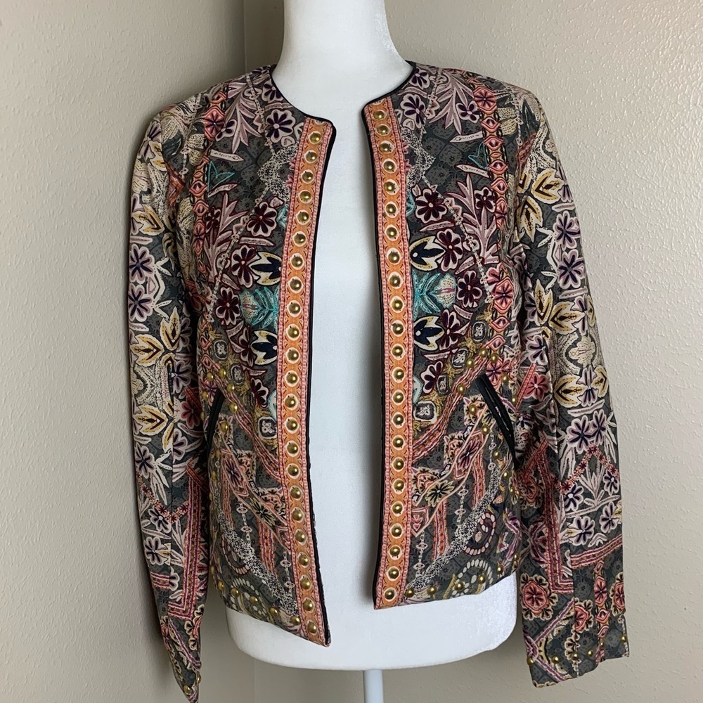 Embroidered Statement Blazer Jacket Sz XS